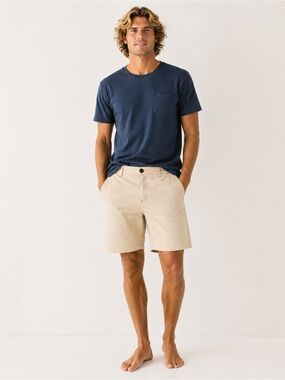 AussieBum Khaki Chino Shorts Red Contrast Stitching Men’s L Stretch Cotton Surf